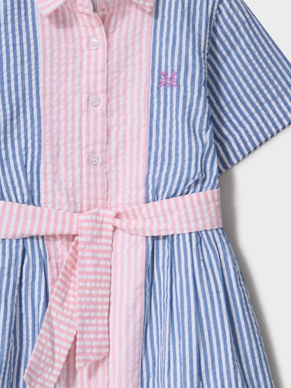 Crew Clothing Blue Mix Ticking Shirt Dress image 3