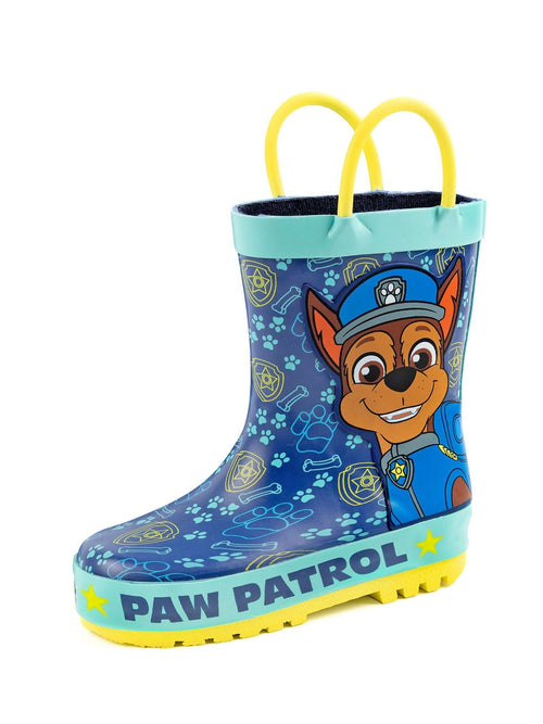 Vanilla Underground Blue Paw Patrol Boys Chase Graphic Wellington Boots with Handles image 1