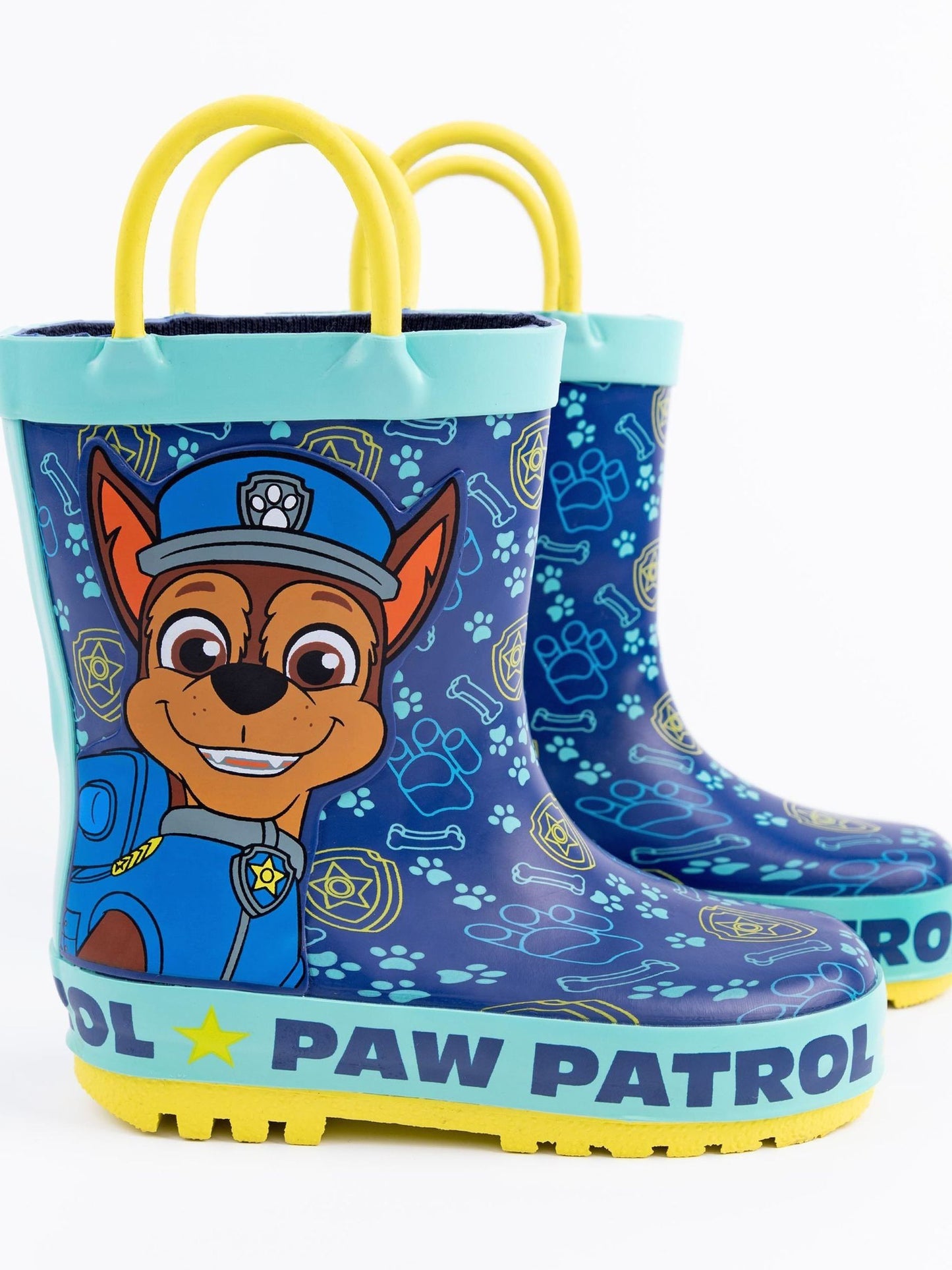 Vanilla Underground Blue Paw Patrol Boys Chase Graphic Wellington Boots with Handles image 3