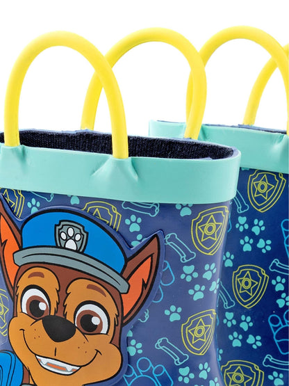 Vanilla Underground Blue Paw Patrol Boys Chase Graphic Wellington Boots with Handles image 4