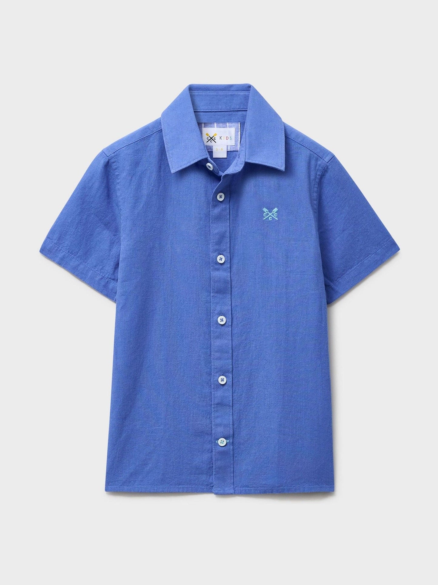 Dsiney Kidz - Crew Clothing Blue Short Sleeve Cotton-Linen Shirt image 1