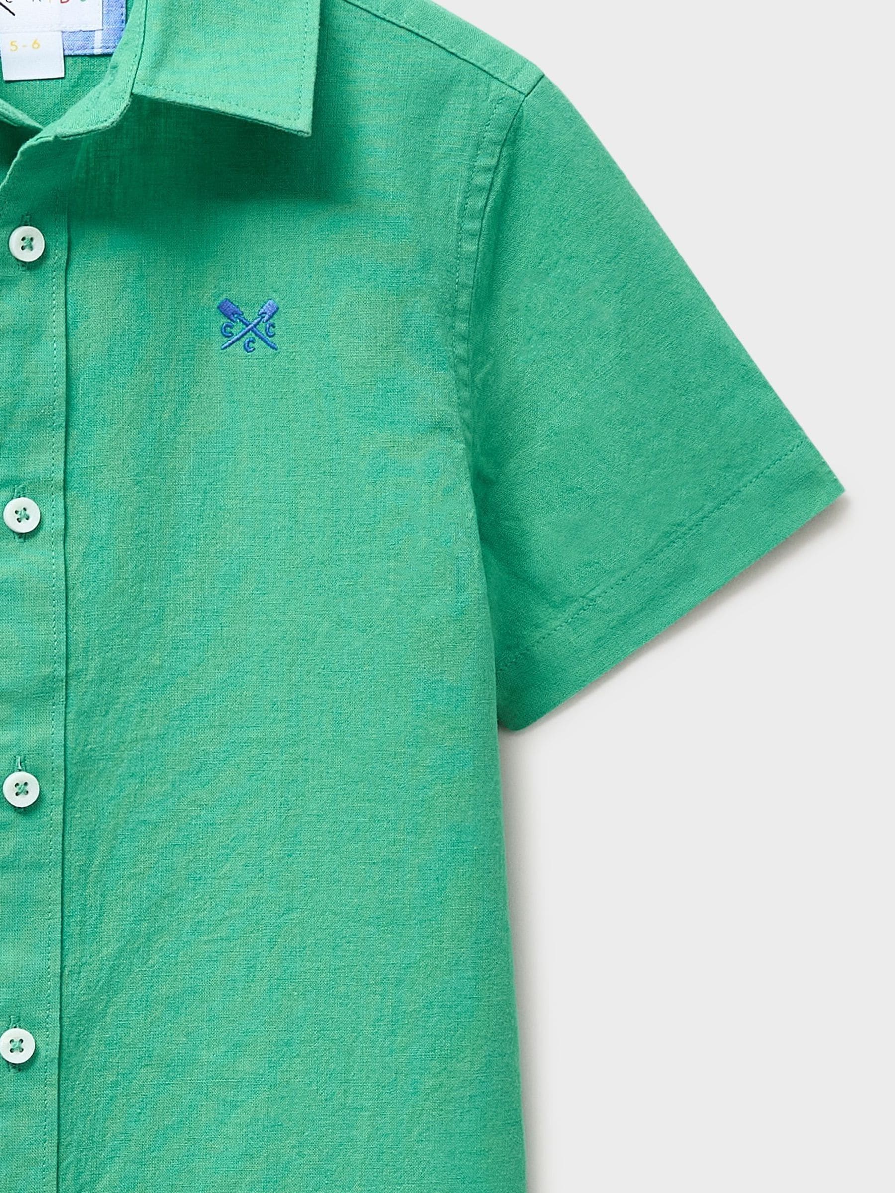 Dsiney Kidz - Crew Clothing Green Short Sleeve Cotton-Linen Shirt image 3