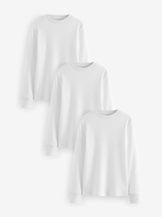 Dsiney Kidz - White 100% Cotton Long Sleeve T-Shirts 3 Pack (1.5-16yrs) image 1