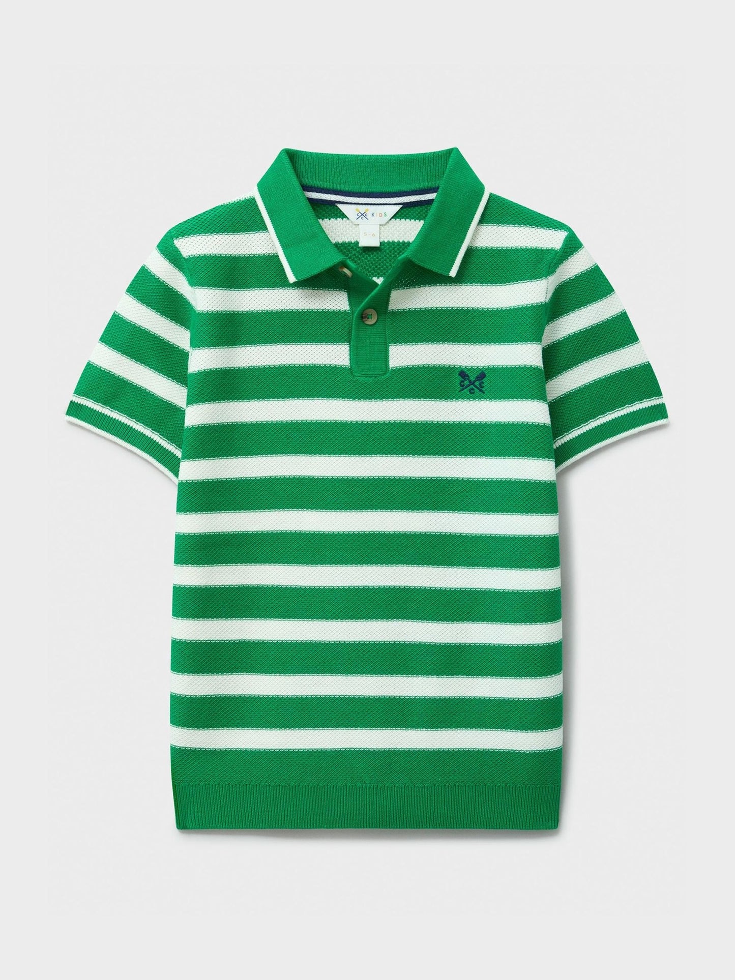 Dsiney Kidz - Crew Clothing Green Knitted Cotton Stripe Polo image 1