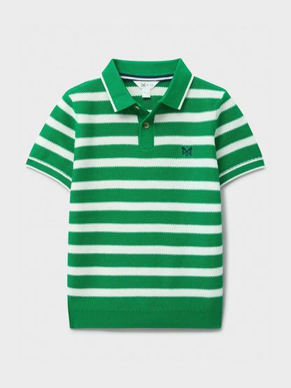 Dsiney Kidz - Crew Clothing Green Knitted Cotton Stripe Polo image 1