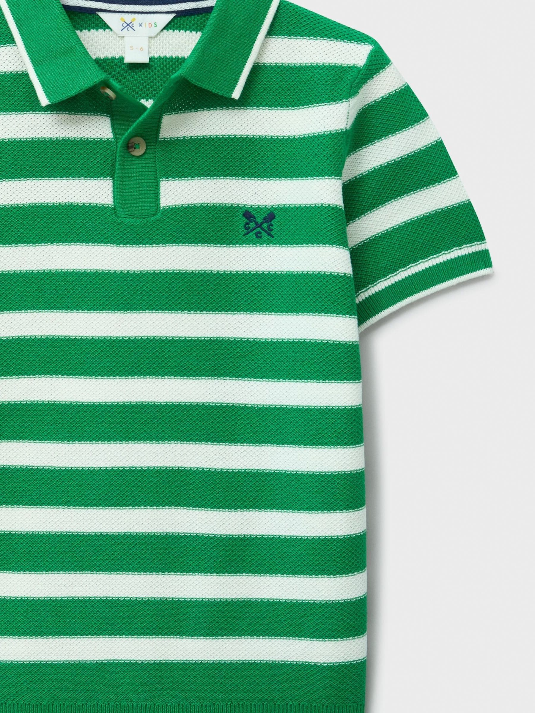 Dsiney Kidz - Crew Clothing Green Knitted Cotton Stripe Polo image 3