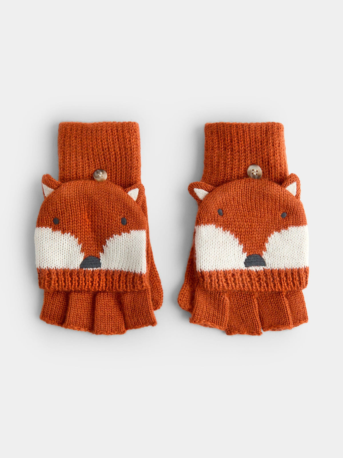 JoJo Maman Bébé Orange Fox Knitted Mittens - image 1