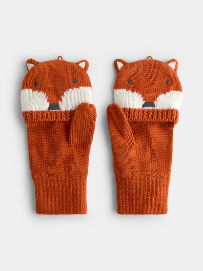 JoJo Maman Bébé Orange Fox Knitted Mittens - image 2
