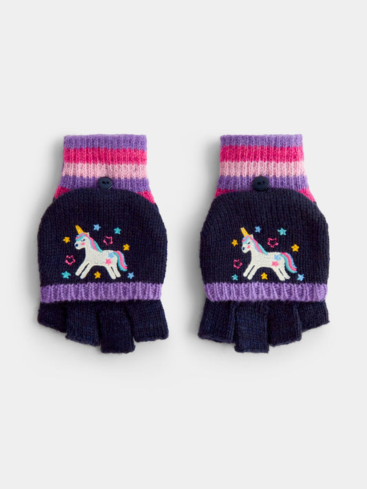 JoJo Maman Bébé Navy Unicorn Embroidered Gloves - image 1