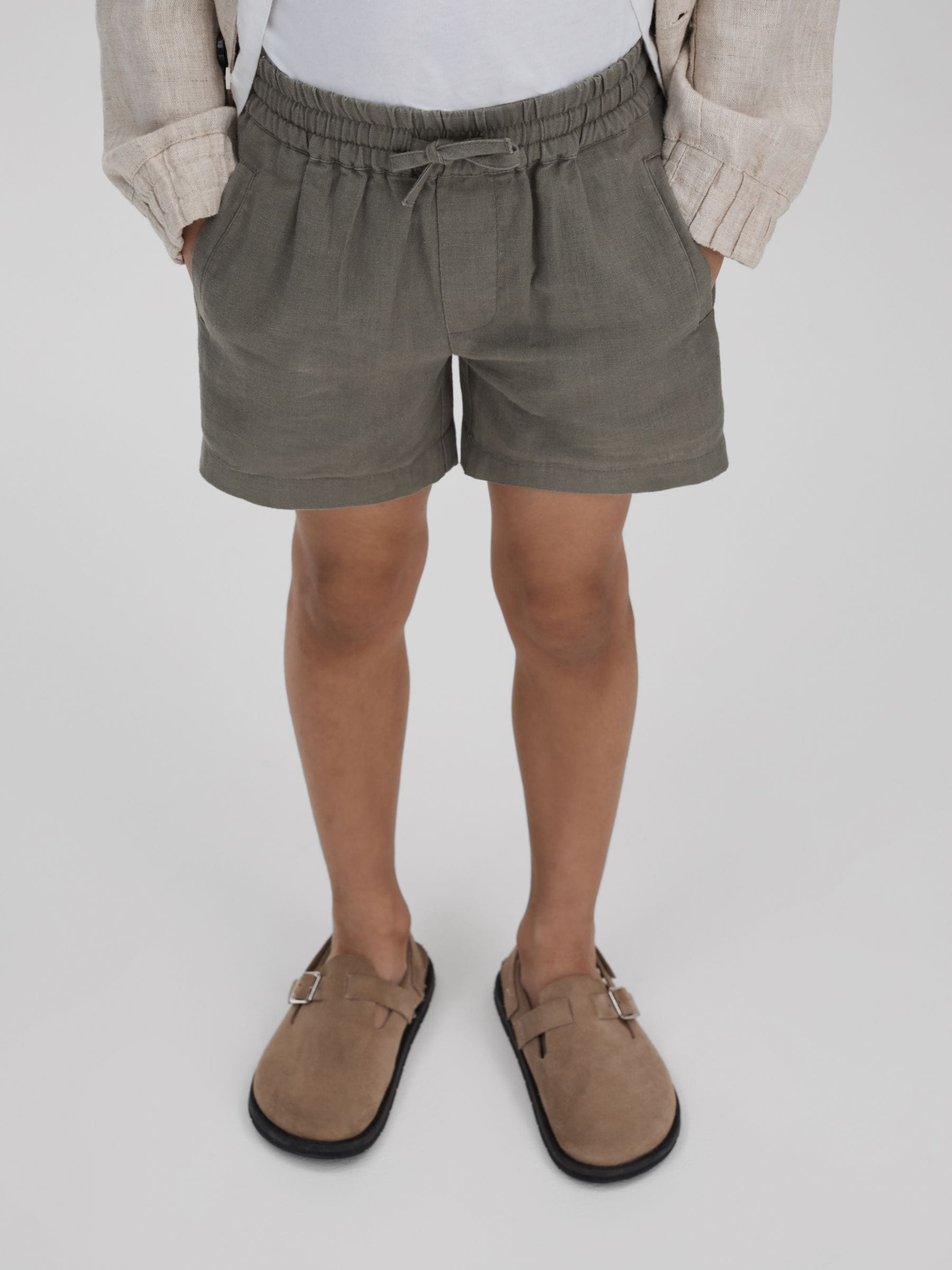 Dsiney Kidz - Reiss Khaki Acen 3-9 yrs Linen Drawstring Shorts image 3