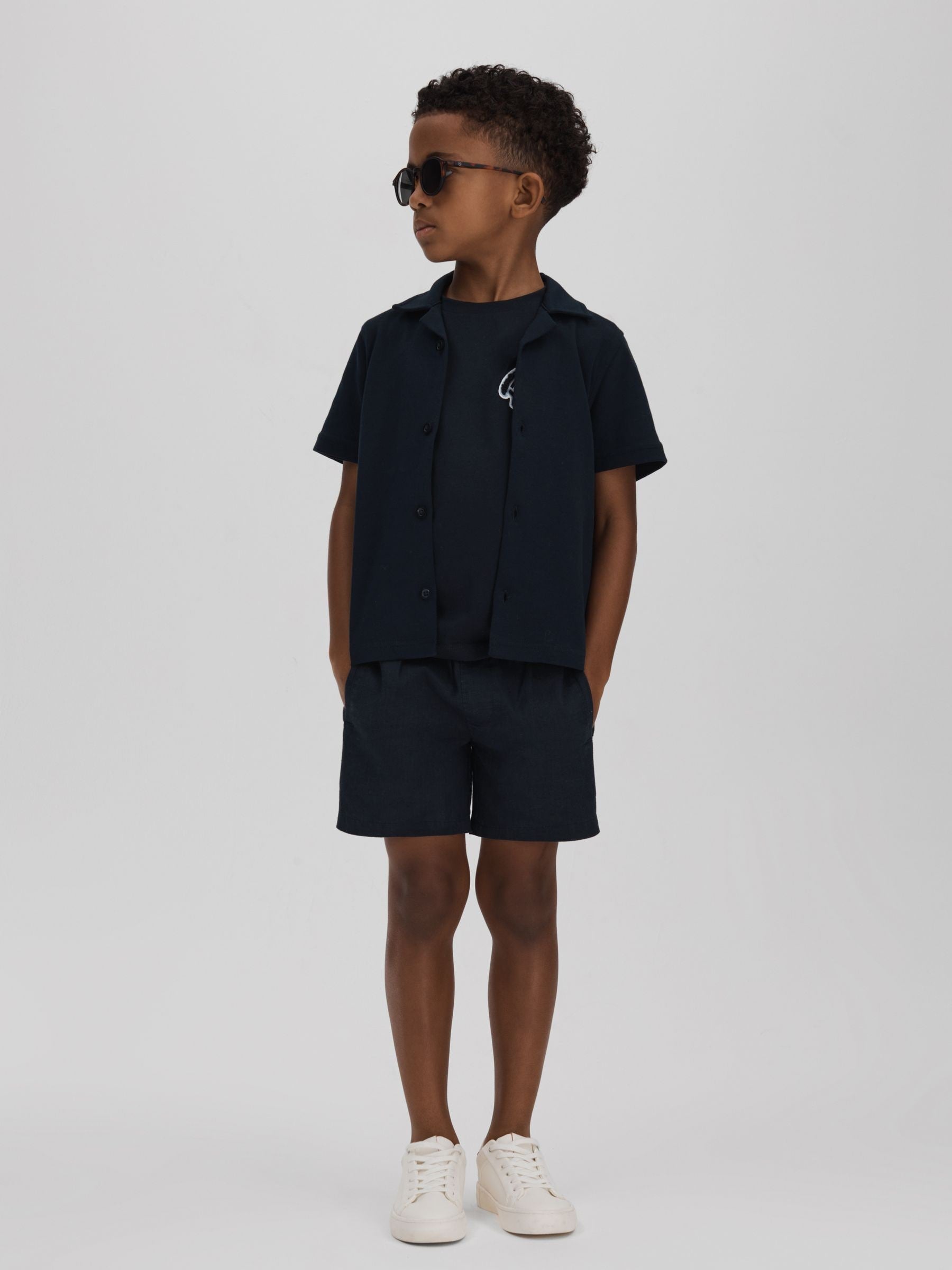 Dsiney Kidz - Reiss Navy Acen 3-9 yrs Linen Drawstring Shorts image 1