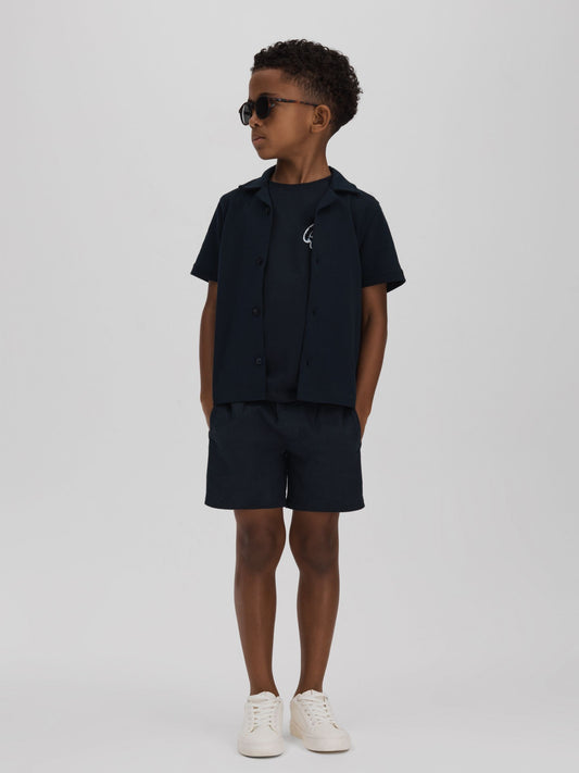 Disney Kidz - Reiss Navy Acen 3-9 yrs Linen Drawstring Shorts image 1