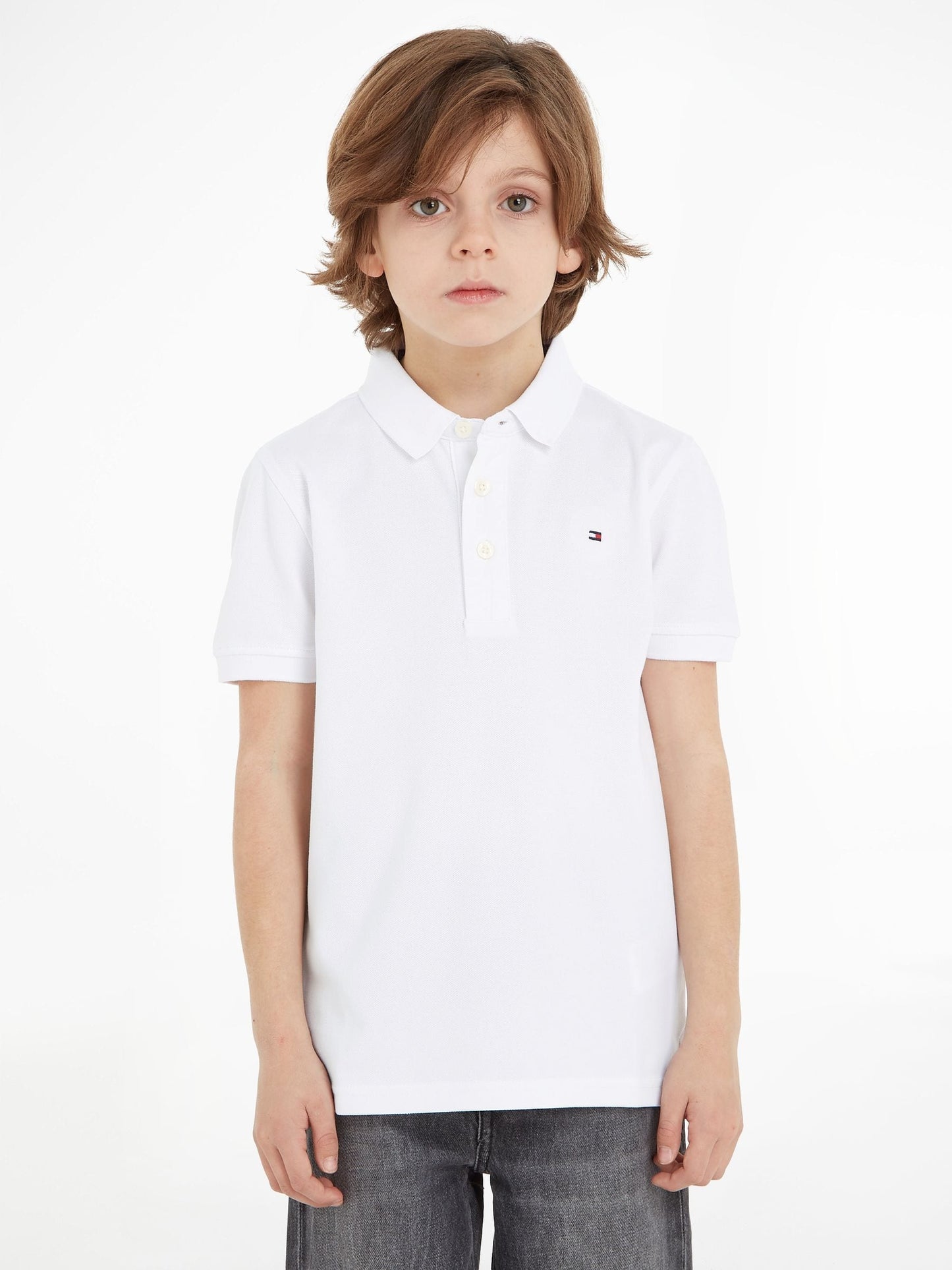 Dsiney Kidz - Tommy Hilfiger Off White Flag Short Sleeve Cotton Rich Polo Shirt image 1