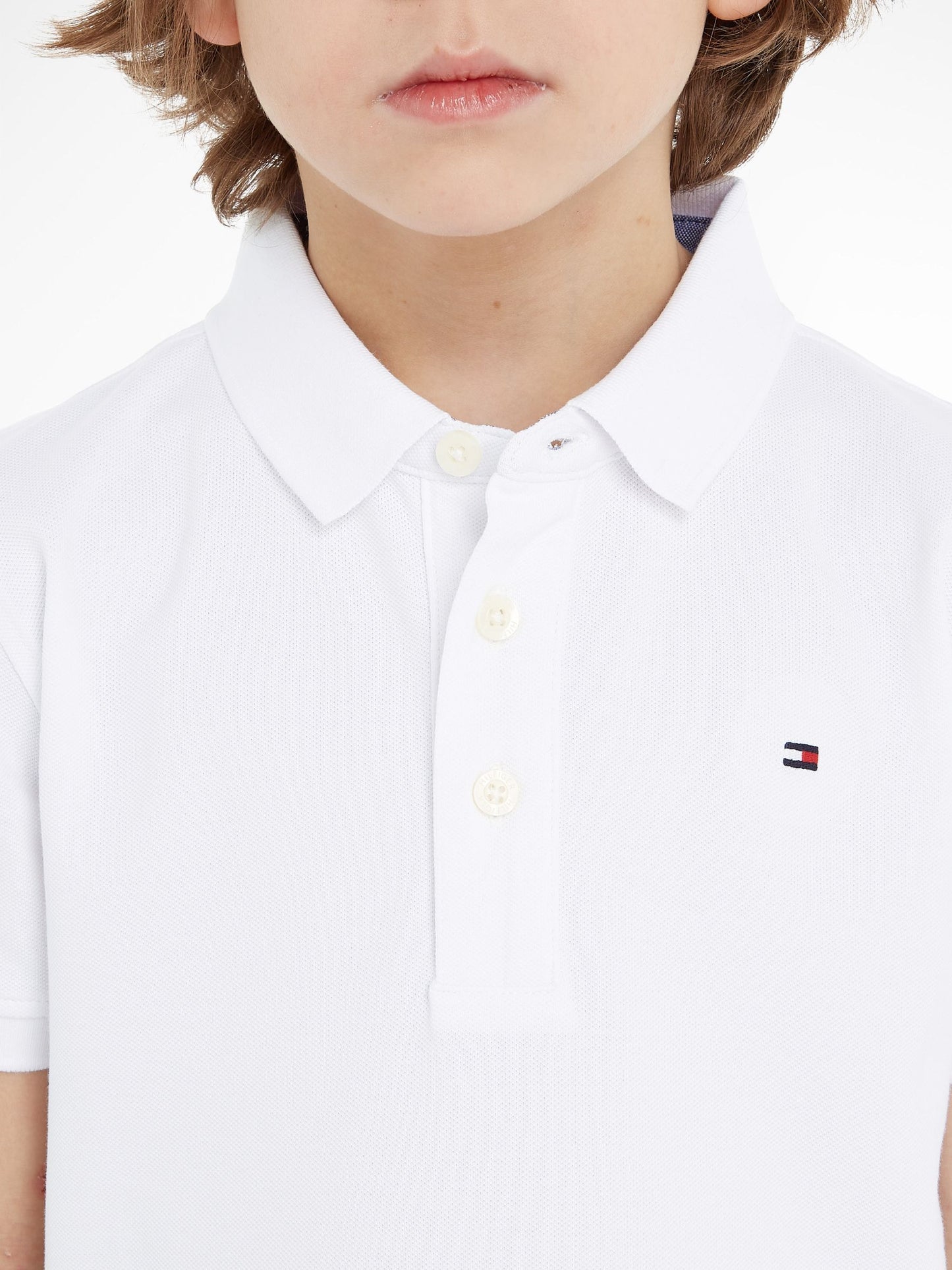 Dsiney Kidz - Tommy Hilfiger Off White Flag Short Sleeve Cotton Rich Polo Shirt image 3