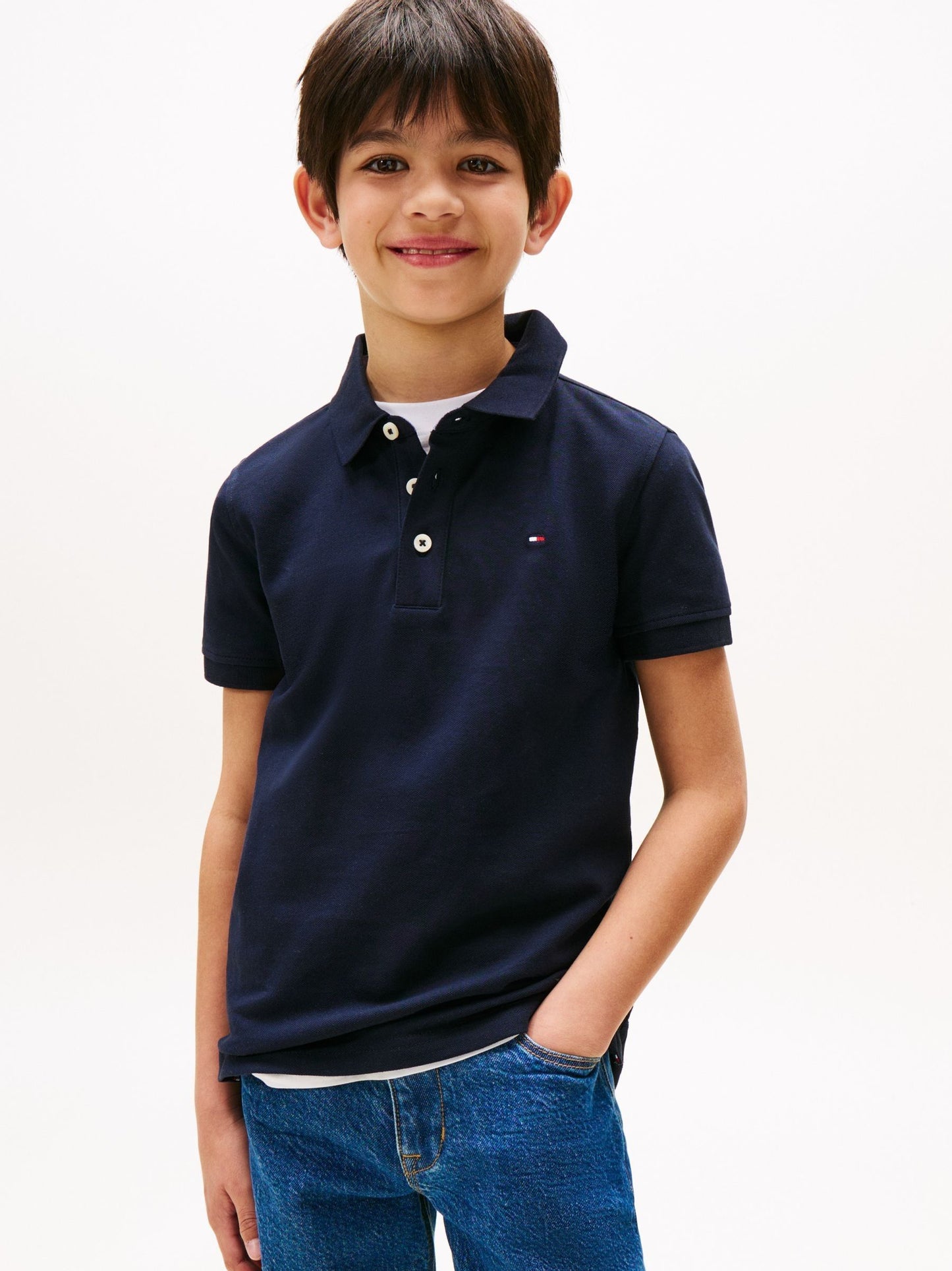 Dsiney Kidz - Tommy Hilfiger Navy Blue Flag Short Sleeve Cotton Rich Polo Shirt image 1