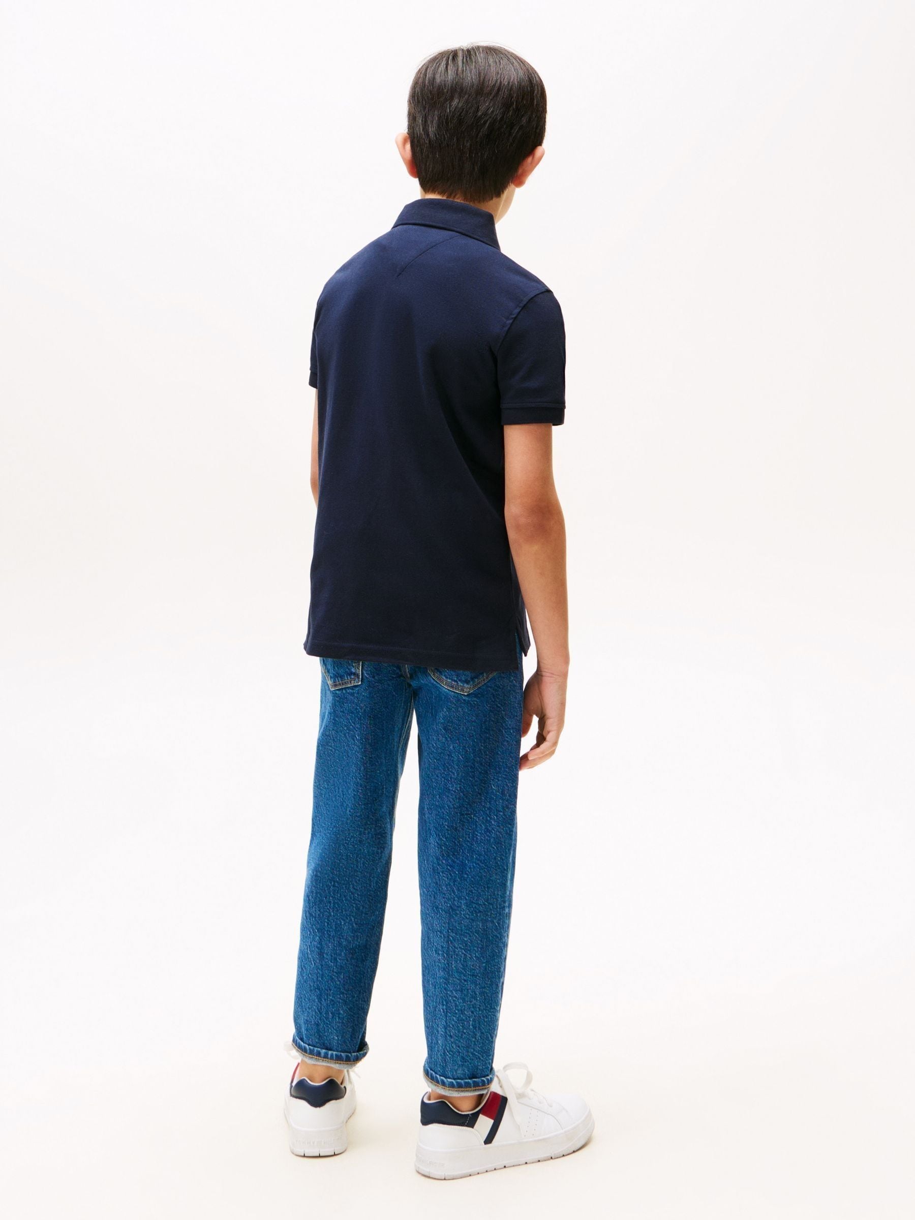 Dsiney Kidz - Tommy Hilfiger Navy Blue Flag Short Sleeve Cotton Rich Polo Shirt image 2