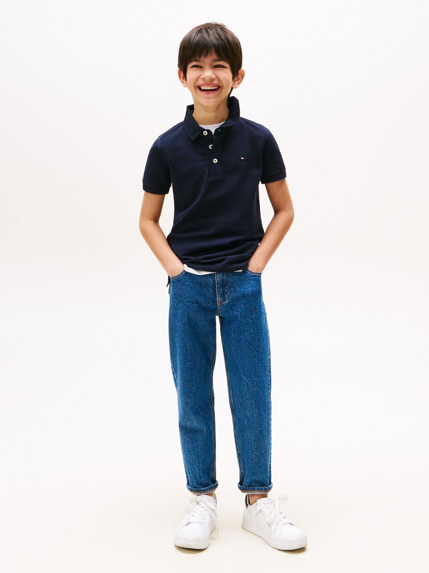 Dsiney Kidz - Tommy Hilfiger Navy Blue Flag Short Sleeve Cotton Rich Polo Shirt image 3