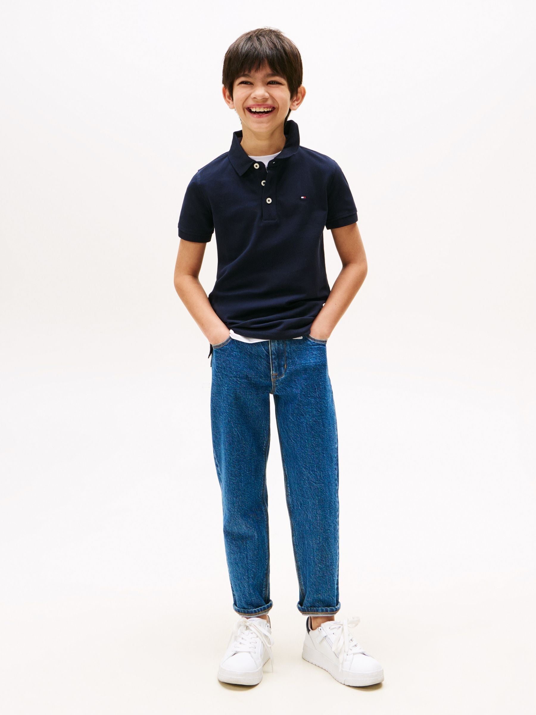 Dsiney Kidz - Tommy Hilfiger Navy Blue Flag Short Sleeve Cotton Rich Polo Shirt image 3