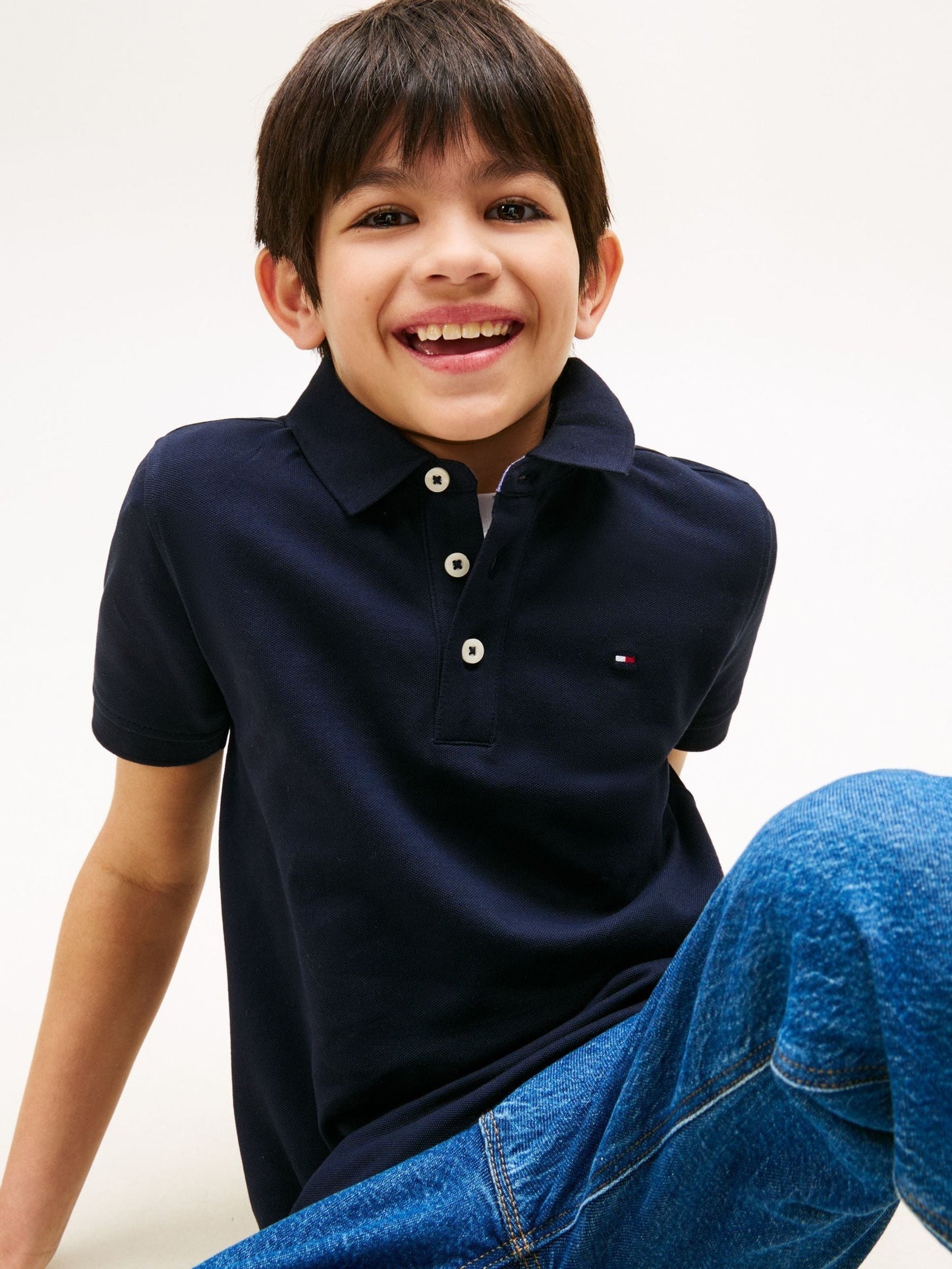 Dsiney Kidz - Tommy Hilfiger Navy Blue Flag Short Sleeve Cotton Rich Polo Shirt image 4