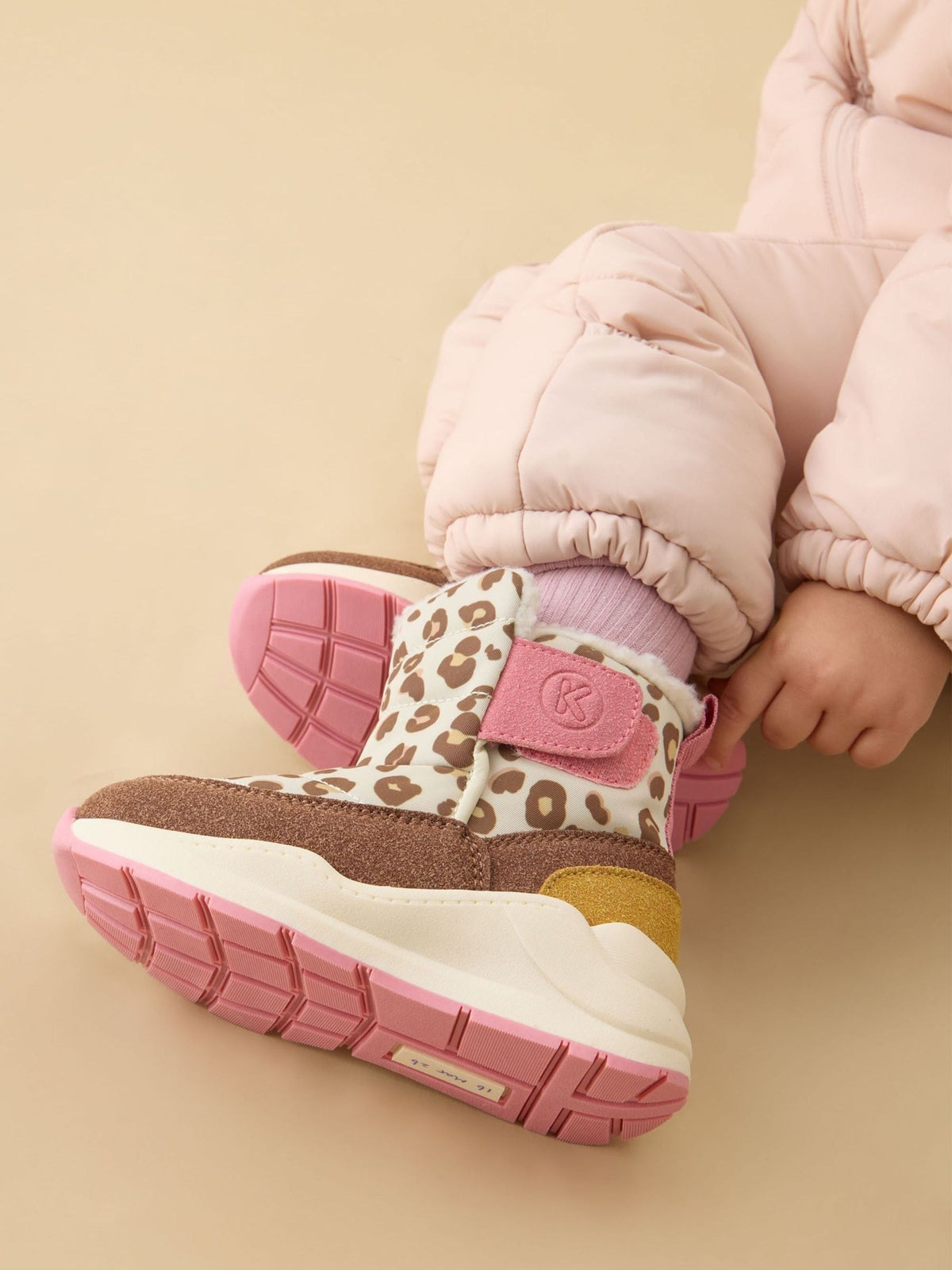 KIDLY by MORI Pink Leopord Print Quilted Snow Boots - image 1
