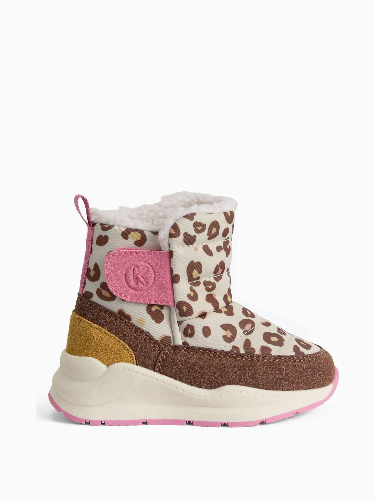 KIDLY by MORI Pink Leopord Print Quilted Snow Boots - image 3