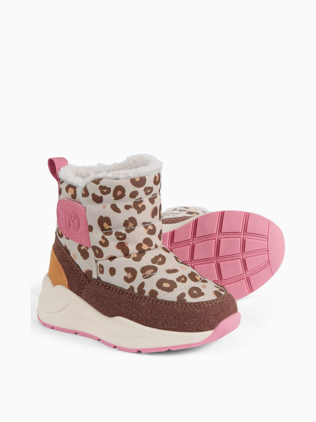 KIDLY by MORI Pink Leopord Print Quilted Snow Boots - image 4