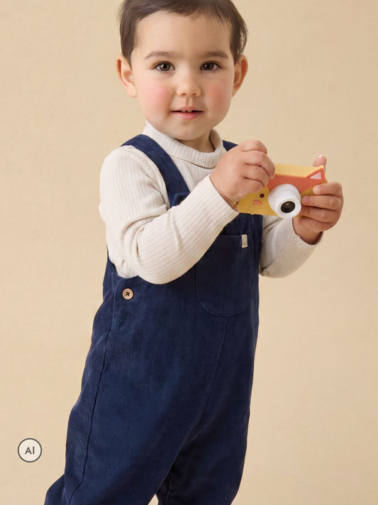 Dsiney Kidz - MORI Navy Blue Soft Corduroy Dungarees image 1