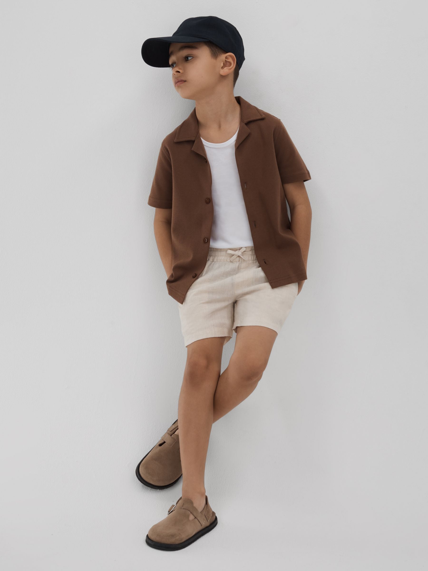 Dsiney Kidz - Reiss Stone Acen 3-9 yrs Linen Drawstring Shorts image 3