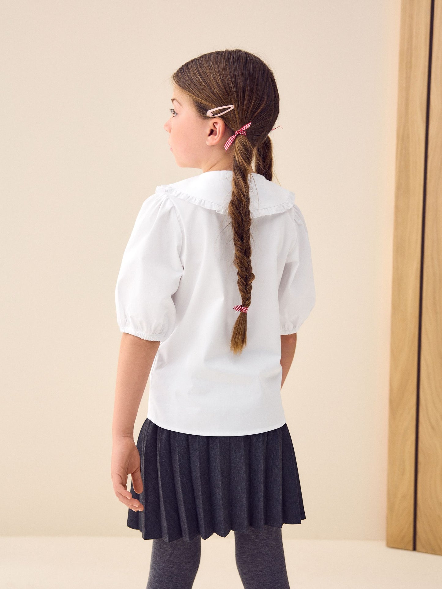 Dsiney Kidz - White Girls Premium Cotton Rich Frill Collar School Blouse (3-14yrs) image 5