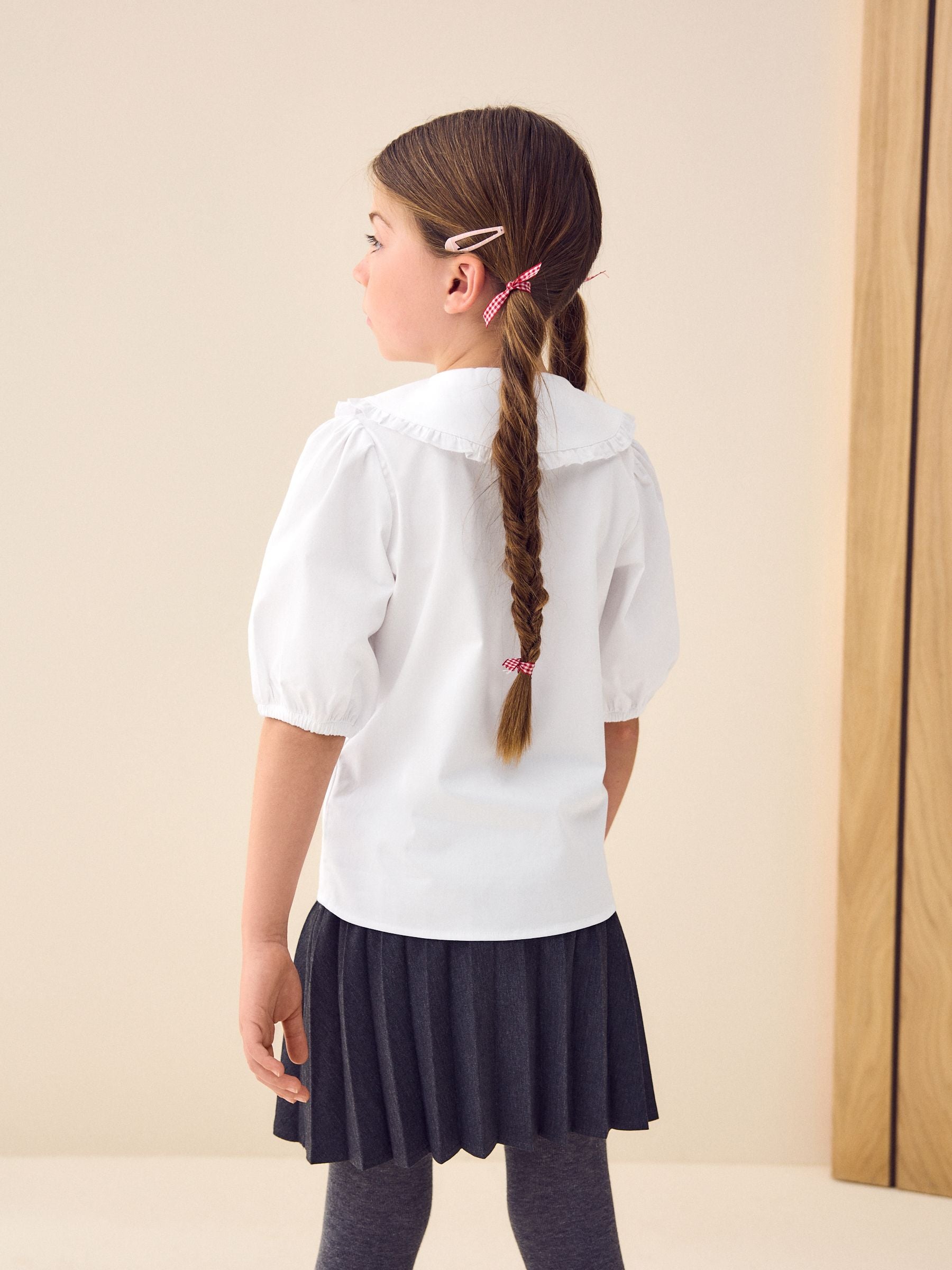 Dsiney Kidz - White Girls Premium Cotton Rich Frill Collar School Blouse (3-14yrs) image 5