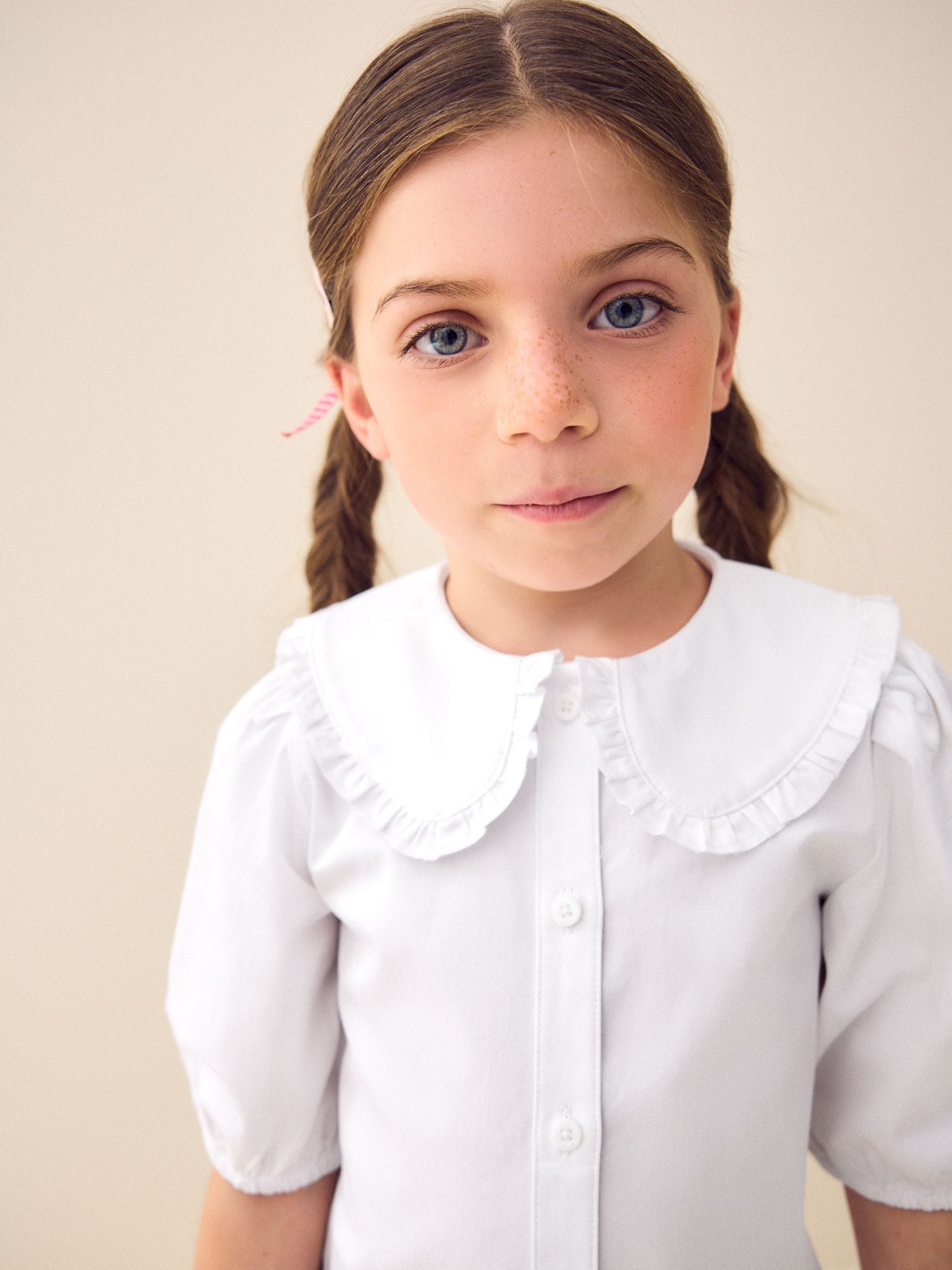 Dsiney Kidz - White Girls Premium Cotton Rich Frill Collar School Blouse (3-14yrs) image 6