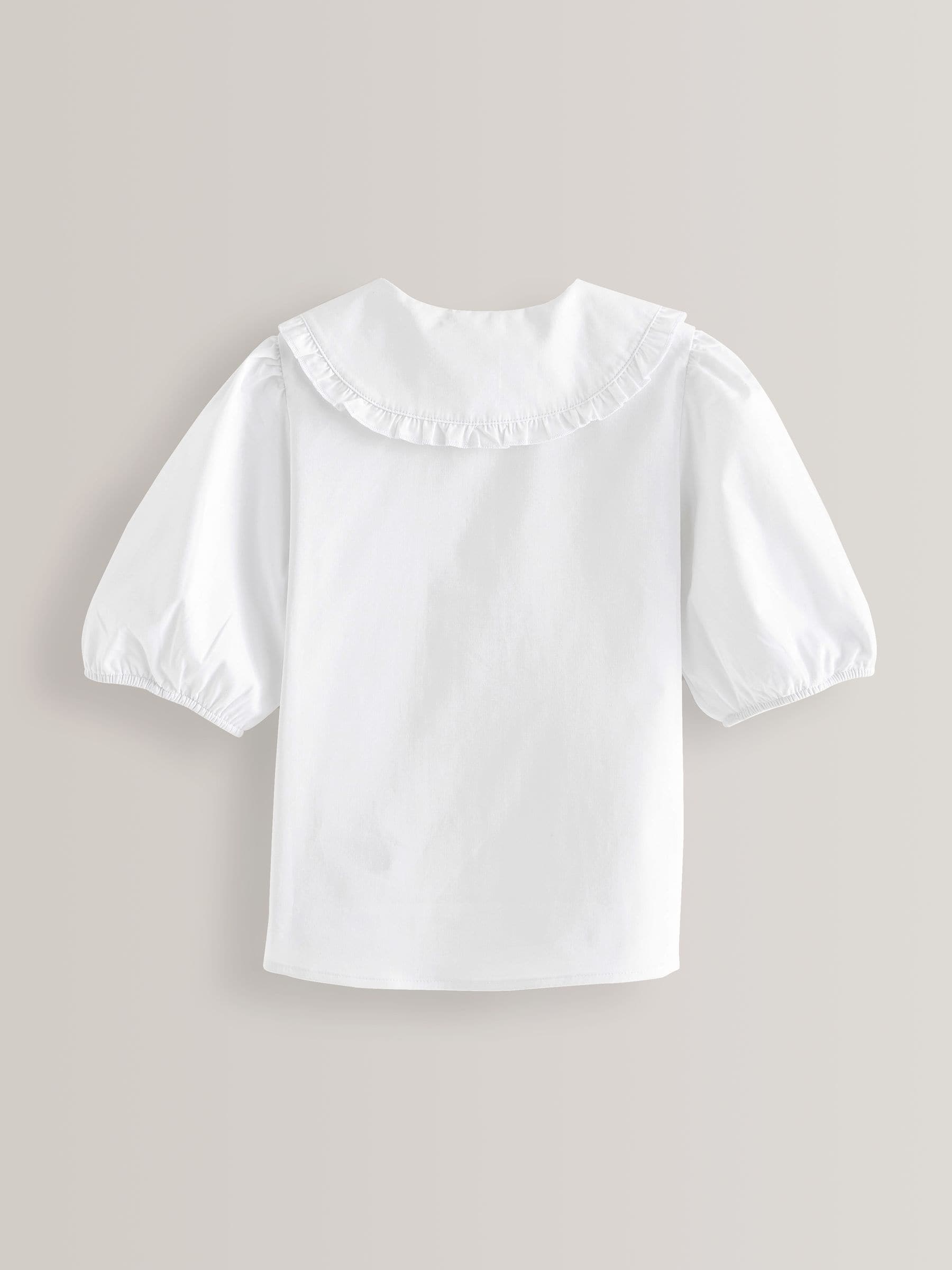 Dsiney Kidz - White Girls Premium Cotton Rich Frill Collar School Blouse (3-14yrs) image 8