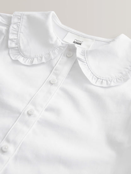 Dsiney Kidz - White Girls Premium Cotton Rich Frill Collar School Blouse (3-14yrs) image 9