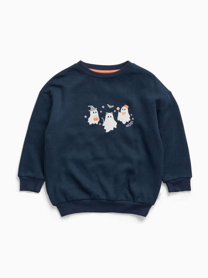Dsiney Kidz - MORI Navy Blue Ghost Placement Print Halloween Sweatshirt image 2