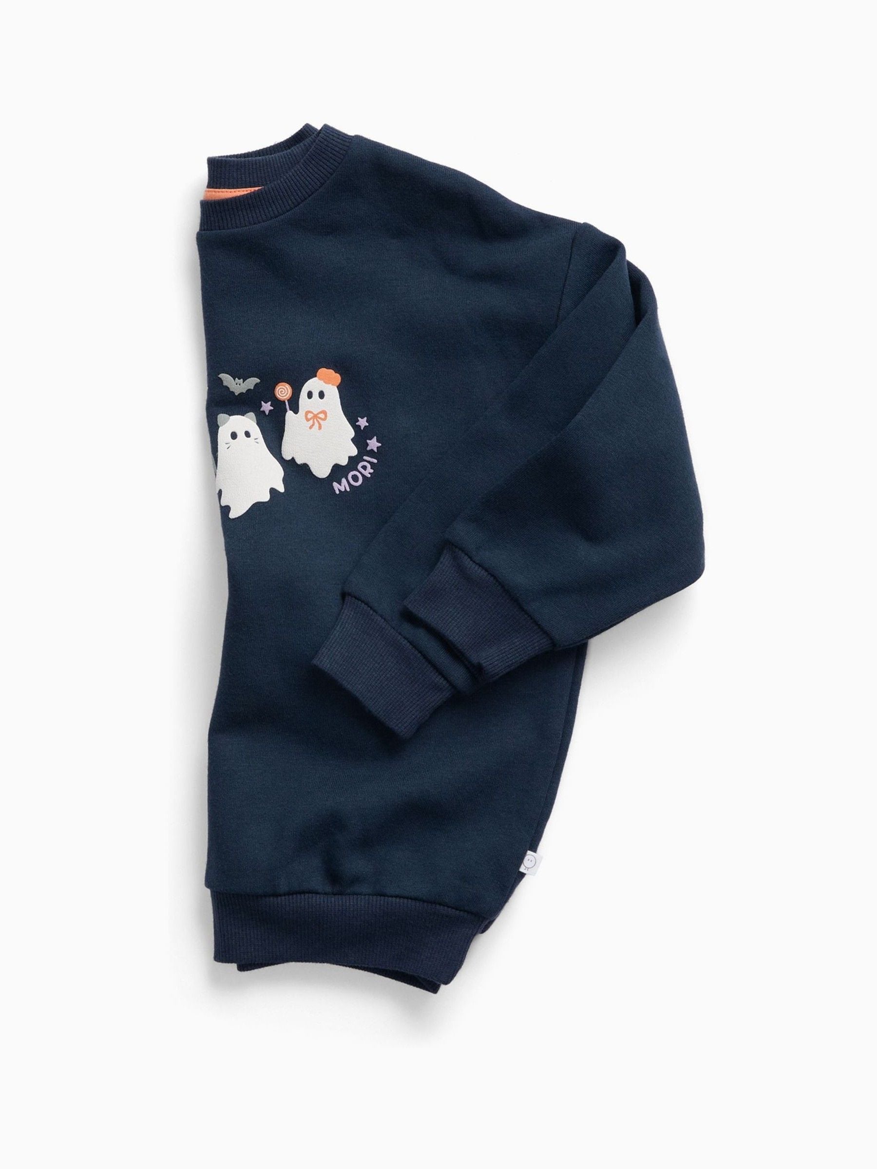 Dsiney Kidz - MORI Navy Blue Ghost Placement Print Halloween Sweatshirt image 3