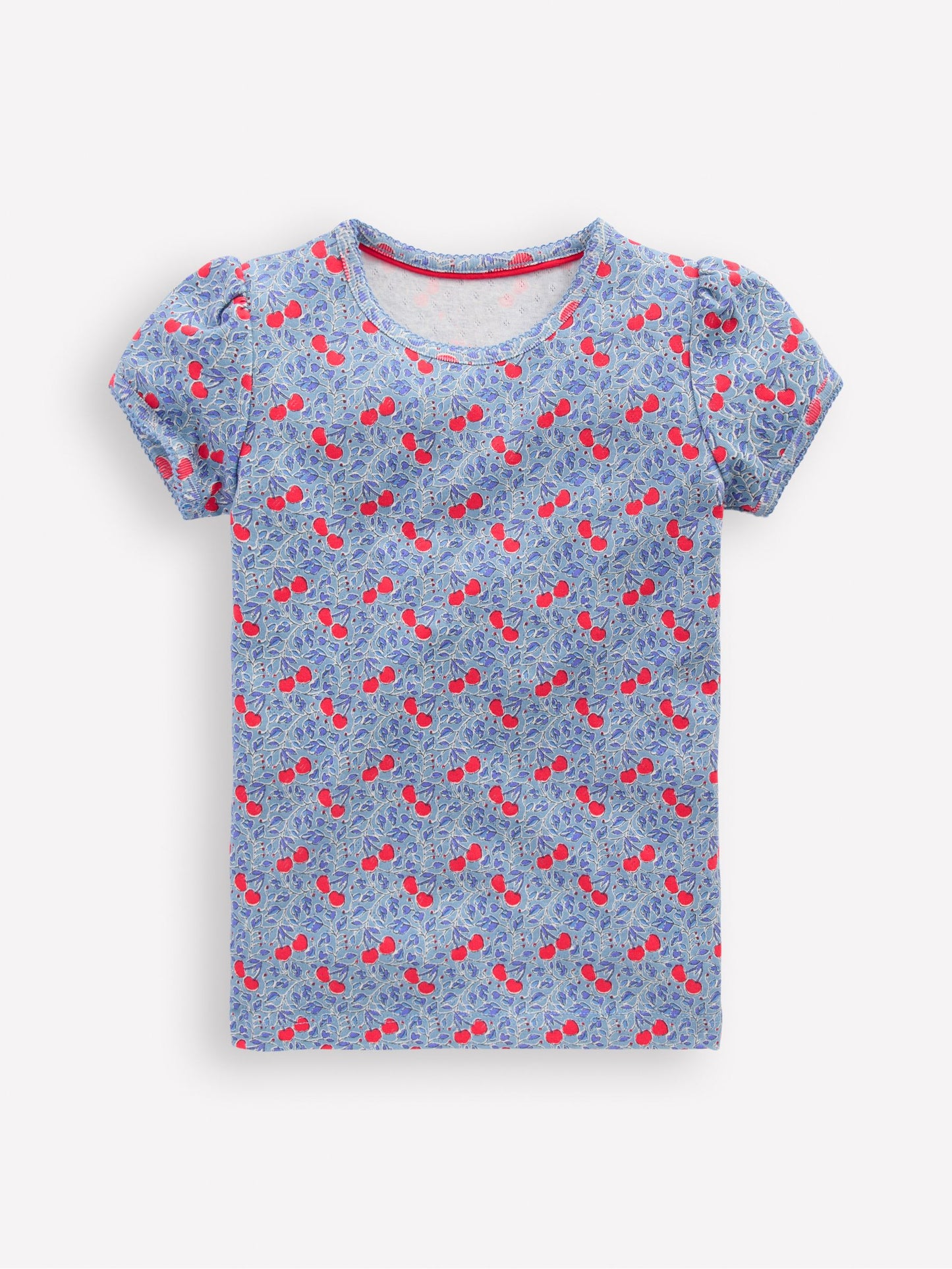 Boden Blue Short Sleeve Pointelle Top image 1