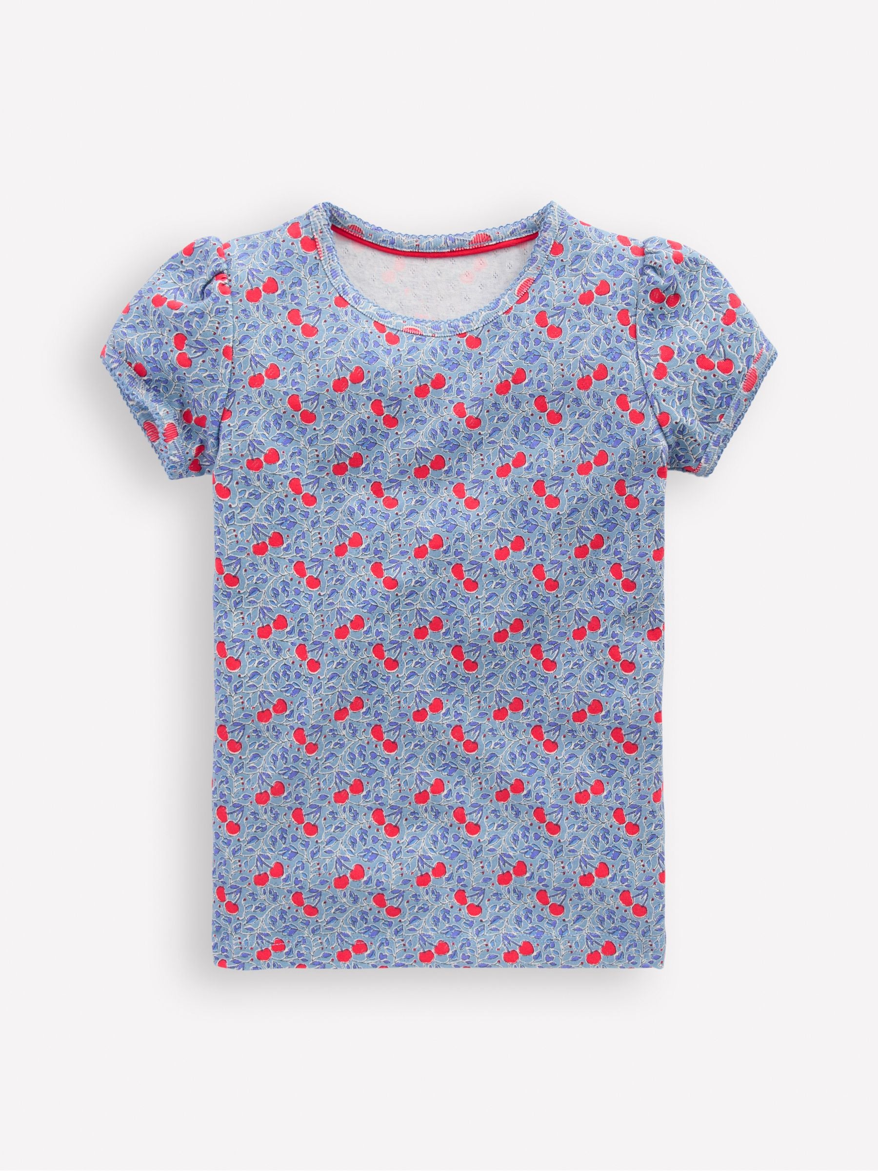Boden Blue Short Sleeve Pointelle Top image 1