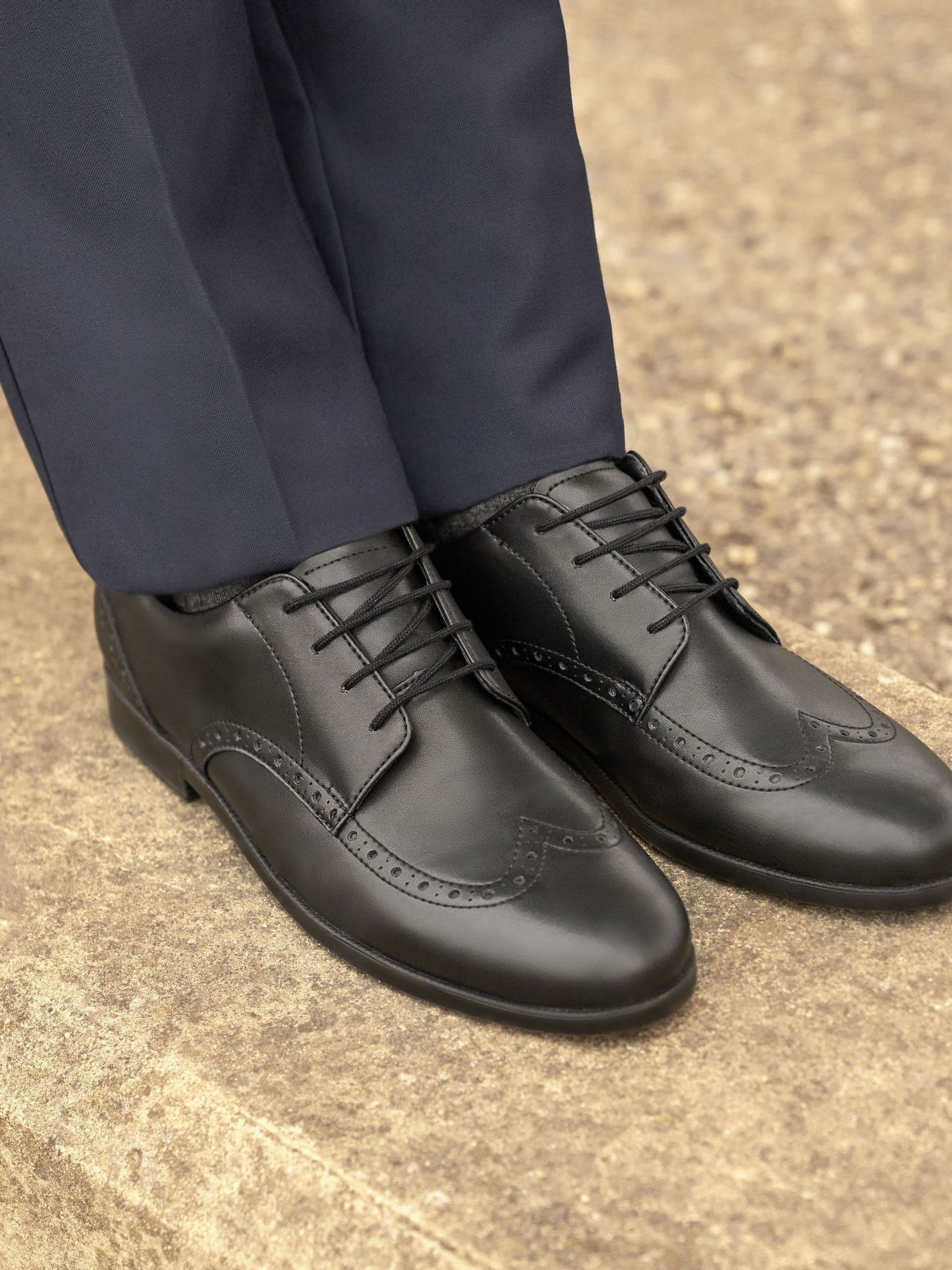 Black Brogue Pri Patent Leather Smart School Shoes image 4