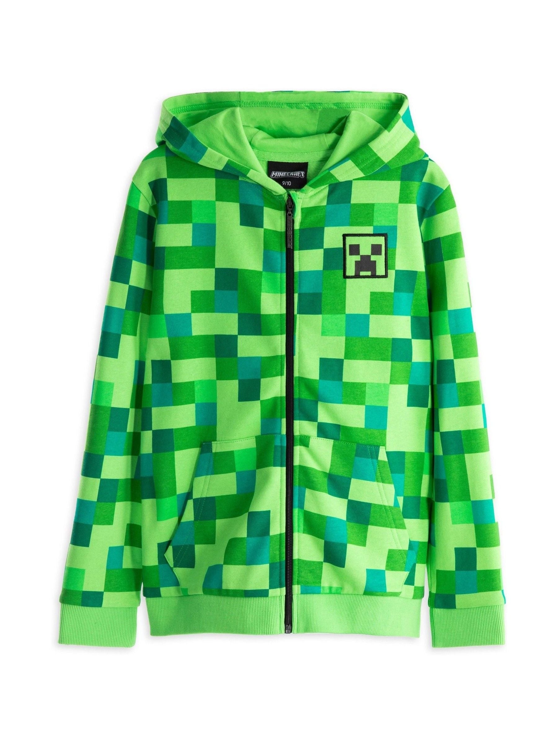 Dsiney Kidz - Vanilla Underground Green 100% Cotton Minecraft Boys Creeper Placement Print Hoodie image 1
