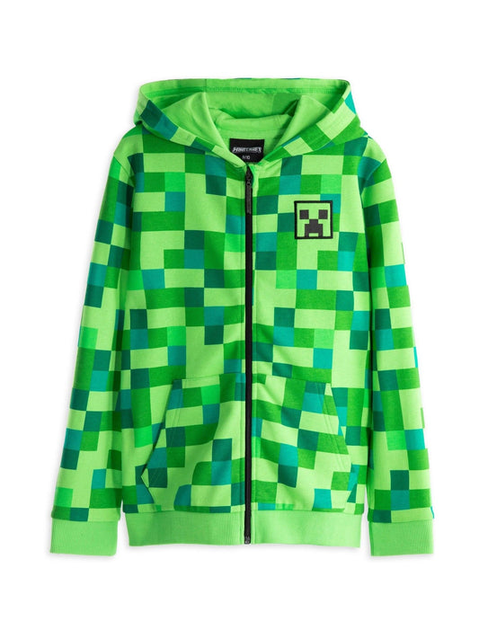Dsiney Kidz - Vanilla Underground Green 100% Cotton Minecraft Boys Creeper Placement Print Hoodie image 1