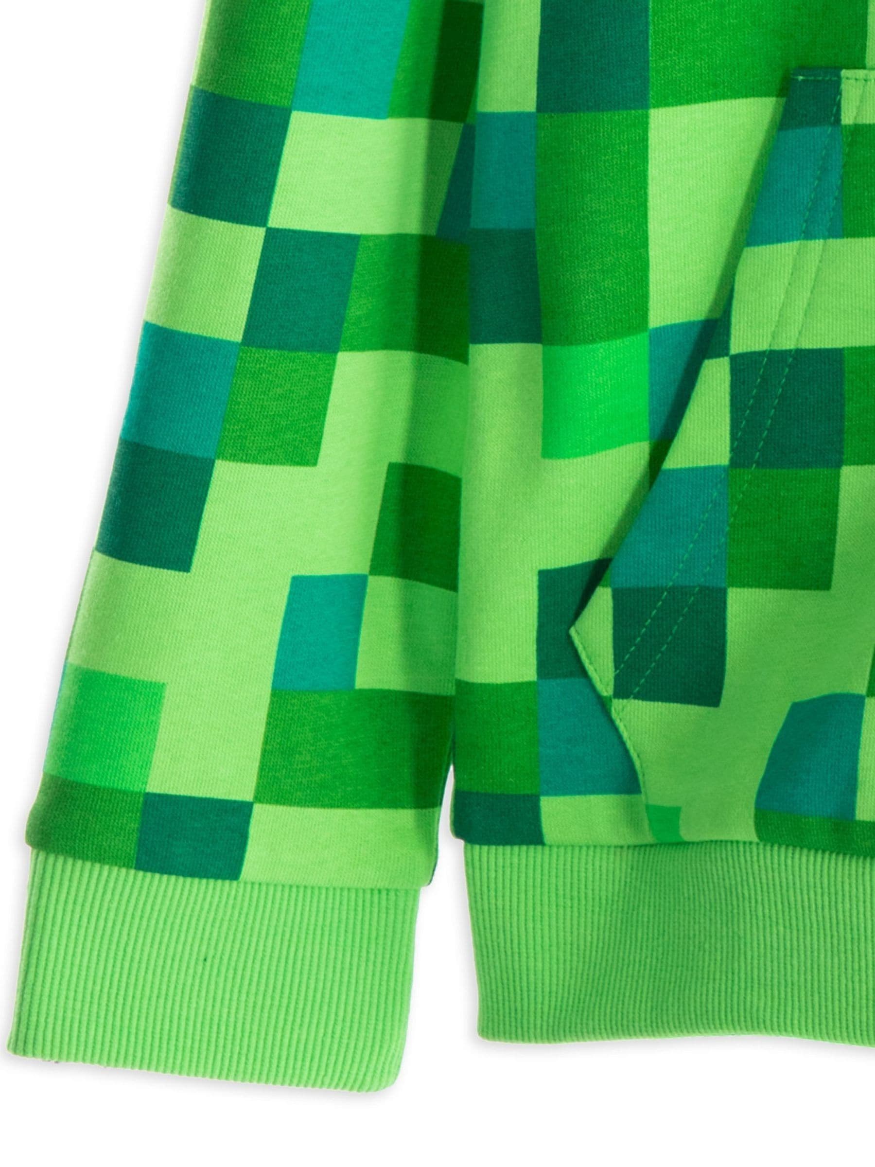 Dsiney Kidz - Vanilla Underground Green 100% Cotton Minecraft Boys Creeper Placement Print Hoodie image 5