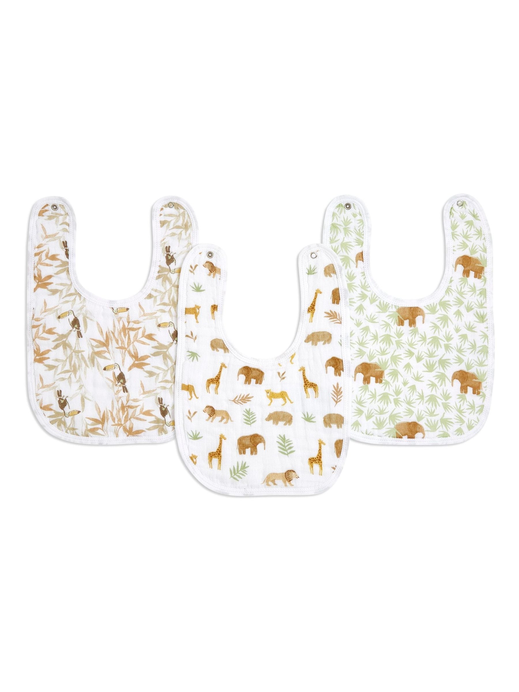 aden + anais Animal Essentials 100% Cotton Muslin Snap Tanzania Bibs 3 Pack image 1
