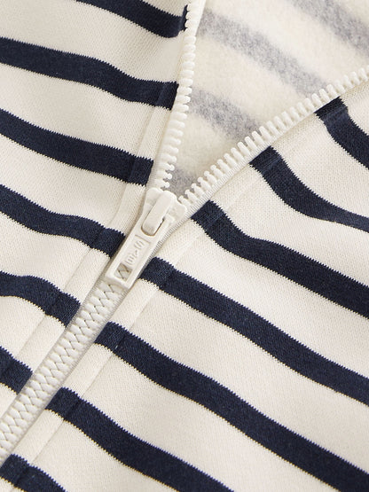 Ecru White/Navy Blue Stripe Zip Through Hoodie (3mths-7yrs)