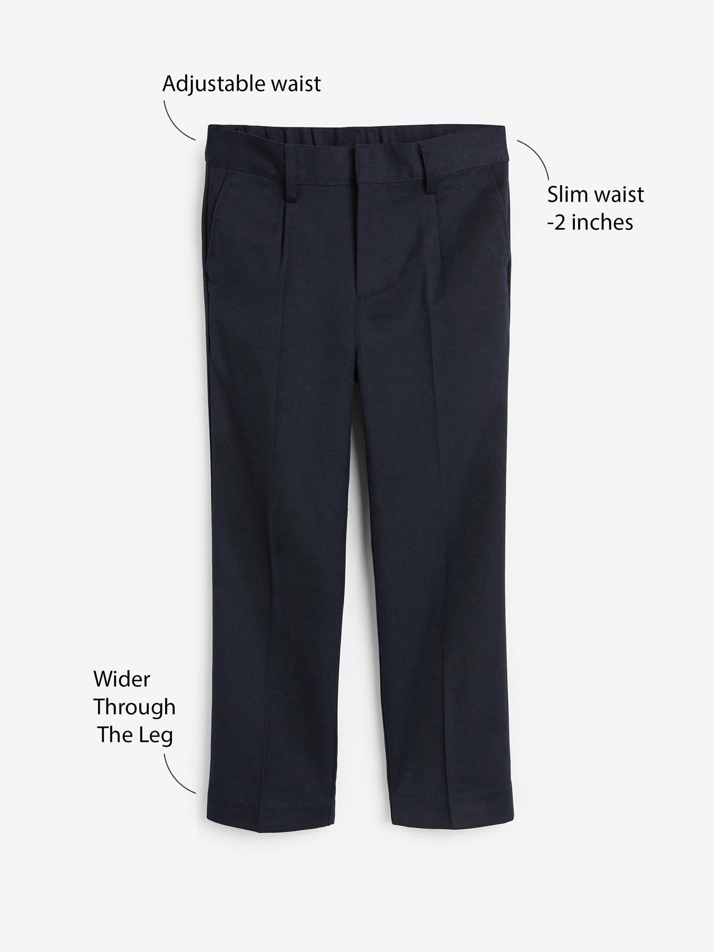 Dsiney Kidz - Navy Slim Waist School Pleat Front Trousers (3-17yrs) image 5