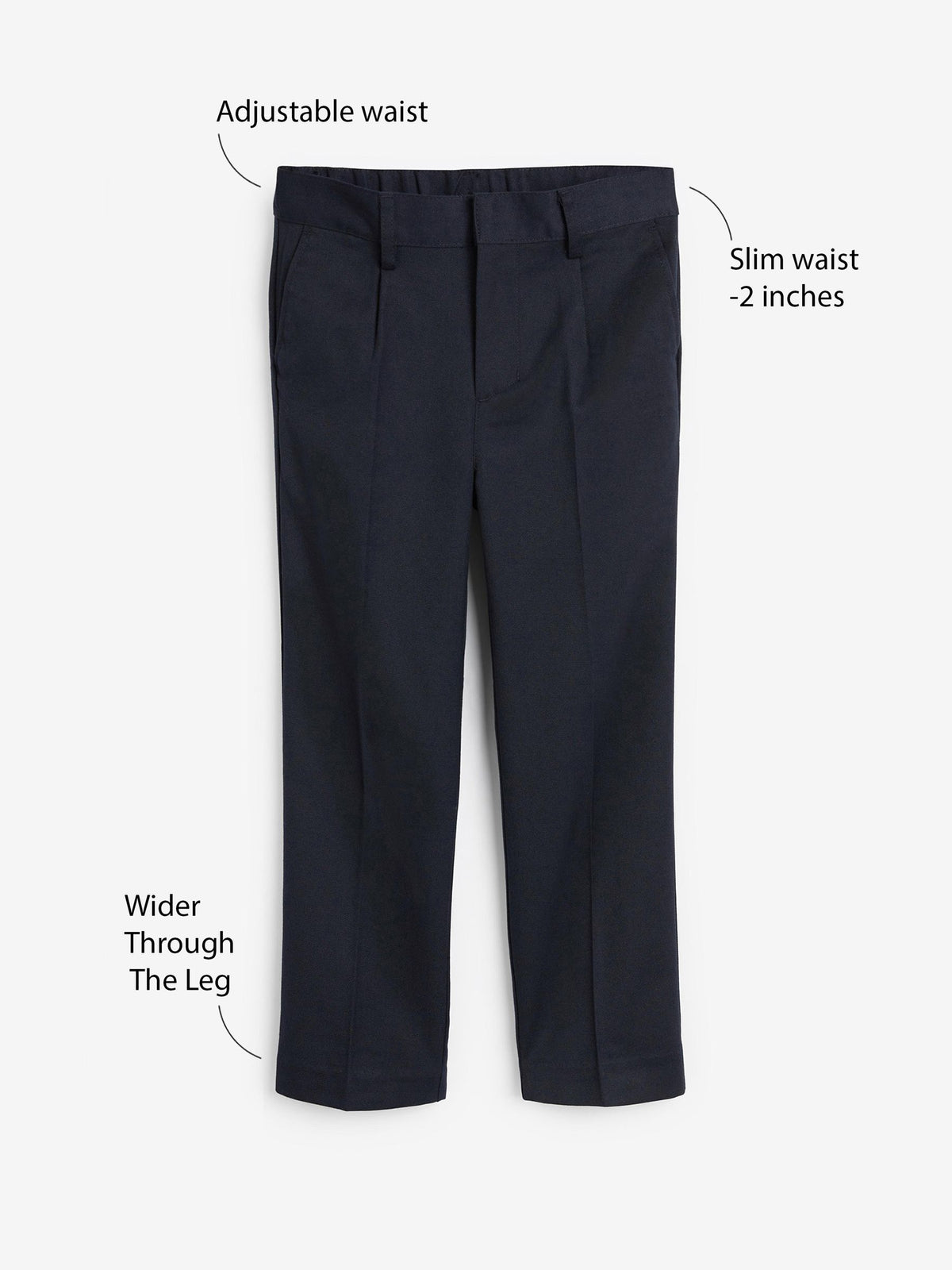 Dsiney Kidz - Navy Slim Waist School Pleat Front Trousers (3-17yrs) image 5