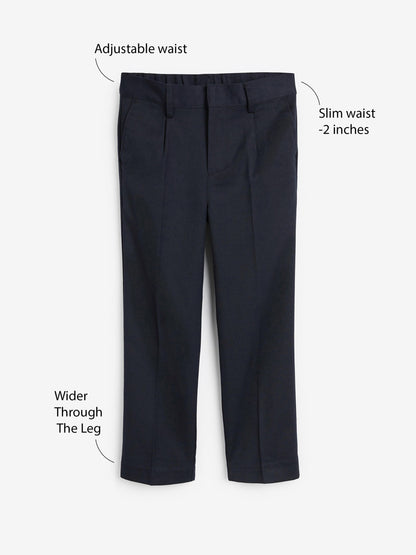 Dsiney Kidz - Navy Slim Waist School Pleat Front Trousers (3-17yrs) image 5