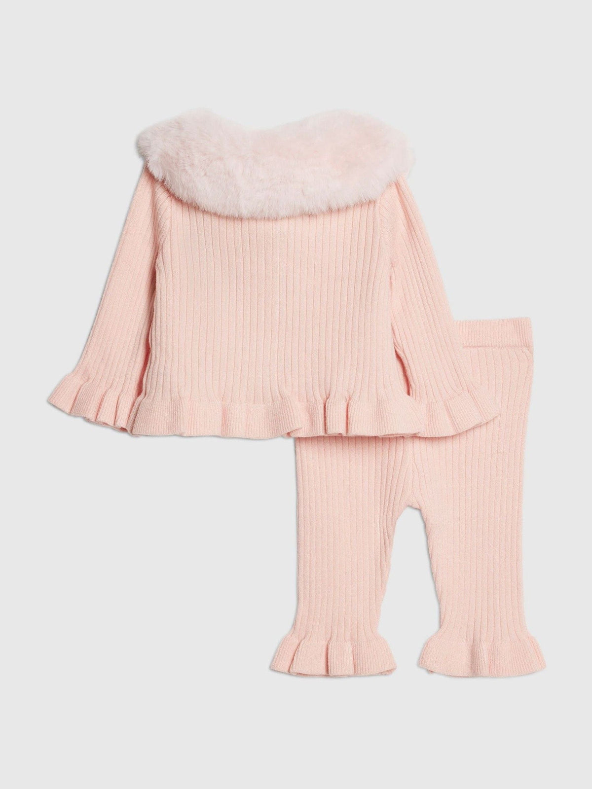 River Island Pink Faux Fur Collar Cardigan & Trousers Set - image 2
