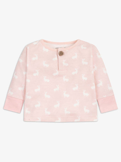 The Little Tailor Pink 2 Piece Jersey Bunny Print 100% Cotton Gift Set image 2
