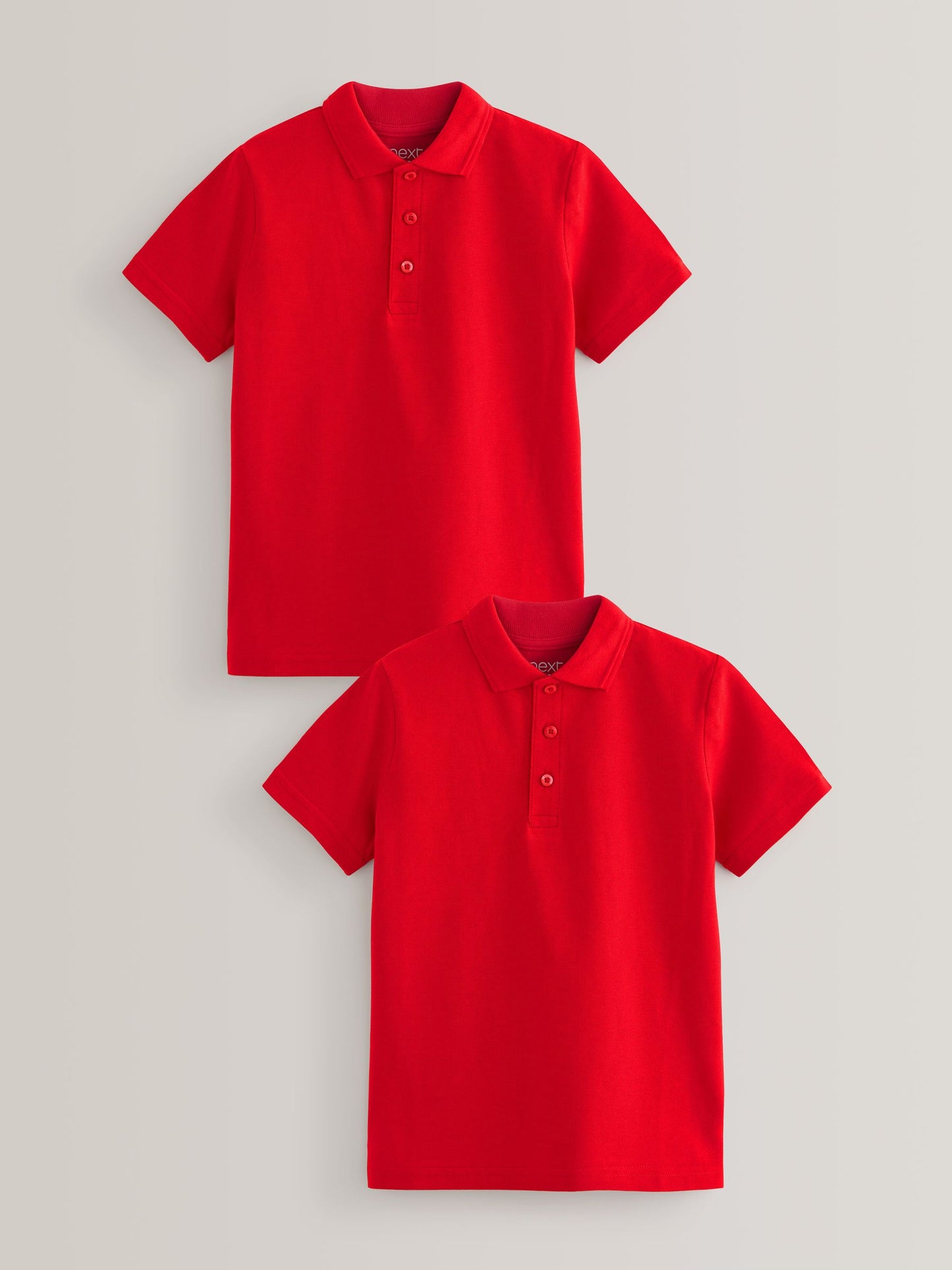 Dsiney Kidz - Red Regular Fit Cotton School Short Sleeve Polo Shirts 2 Pack (3-16yrs) image 1