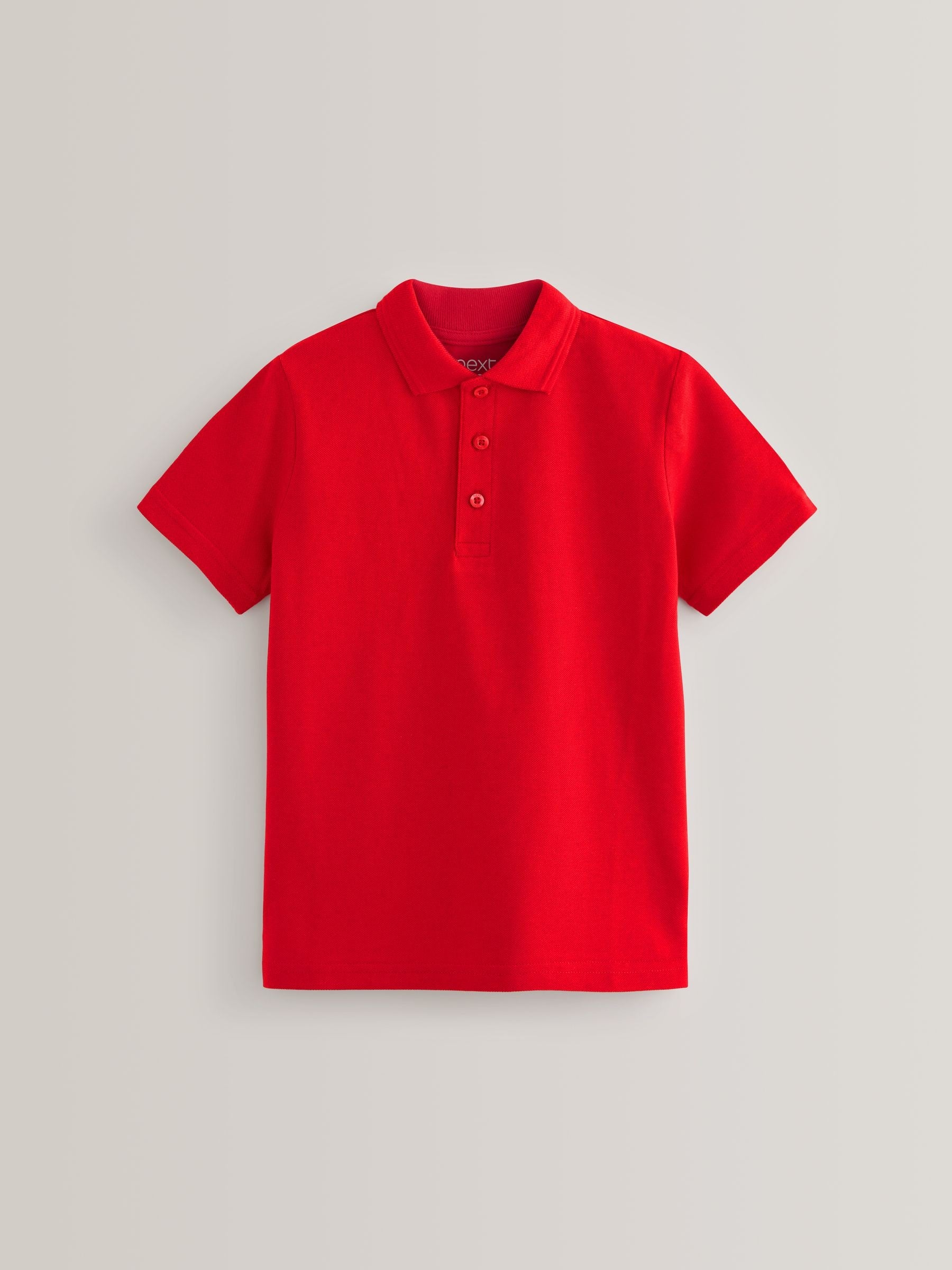 Dsiney Kidz - Red Regular Fit Cotton School Short Sleeve Polo Shirts 2 Pack (3-16yrs) image 2